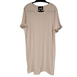 THE DAYS Organic Cotton Hemp Blend Ruffle Sleeve Tunic Dress Cream Large